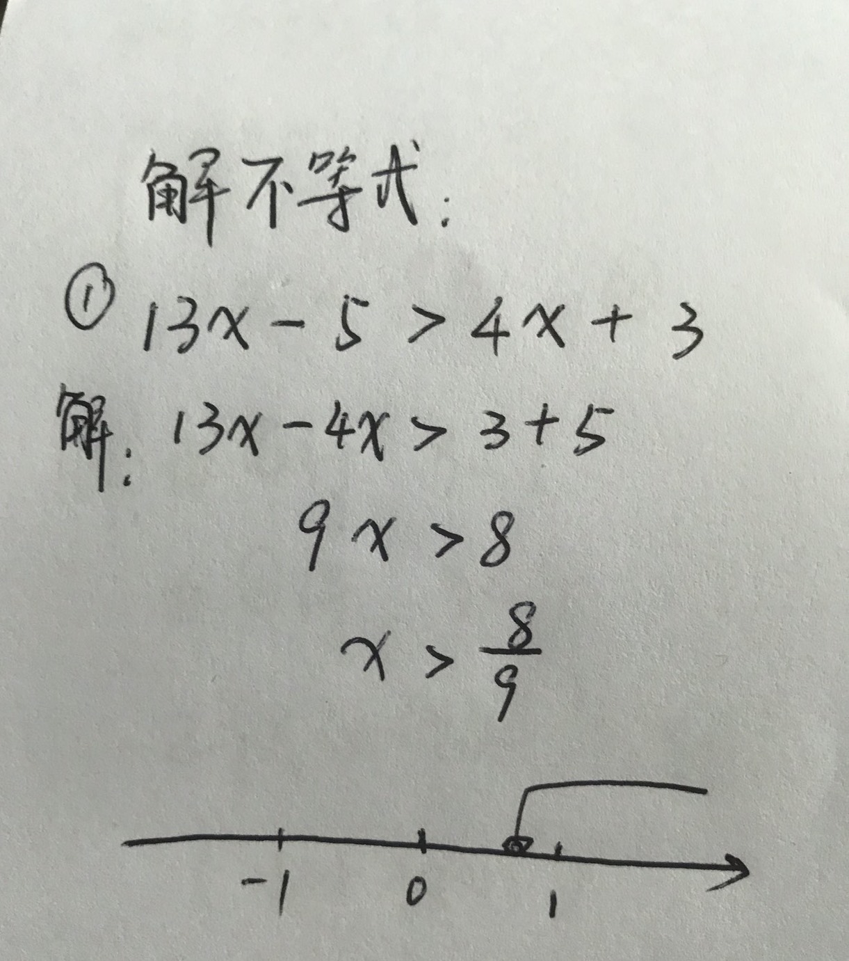 初一数学,解一元一次不等式之中,当一次项系数为负数时,变号