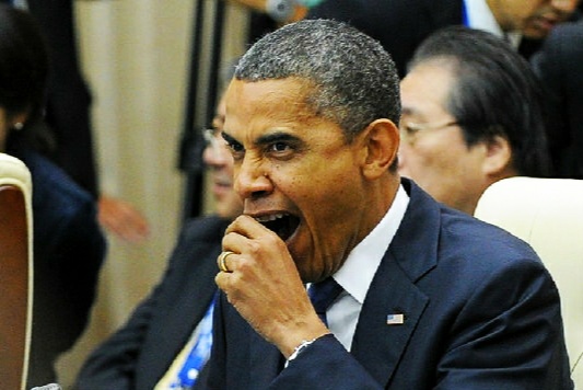 奥巴马开会时打哈欠照片!