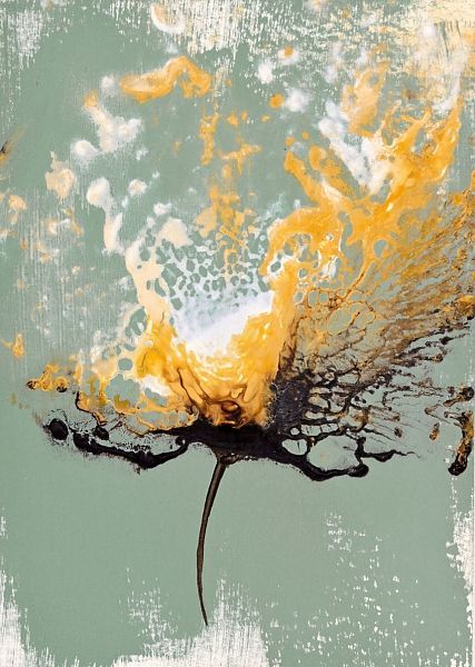 泼墨肌理效果的植物抽象画