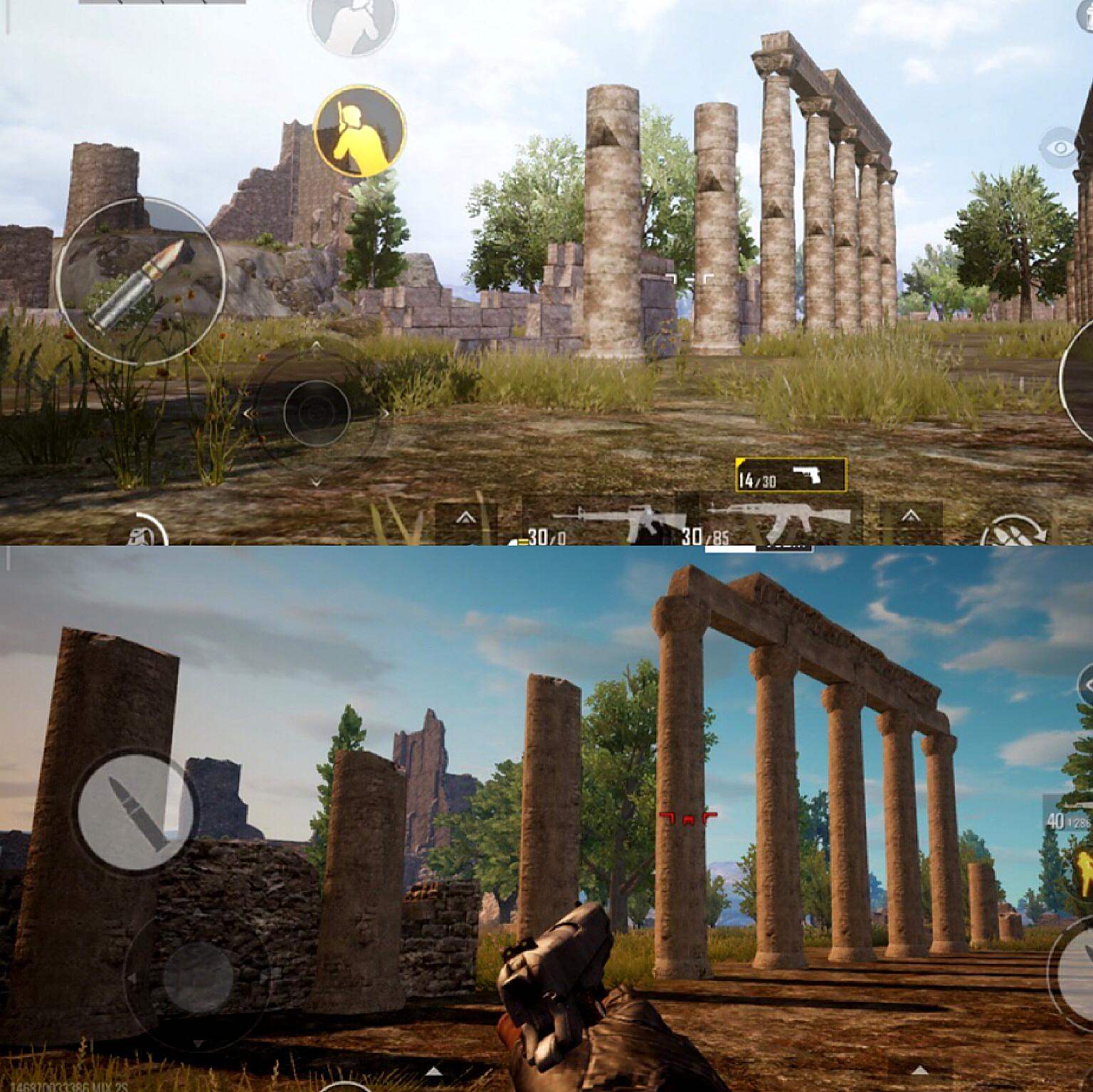 腾讯新游《和平精英》与《全军出击》画质对比,差的不是一点半点