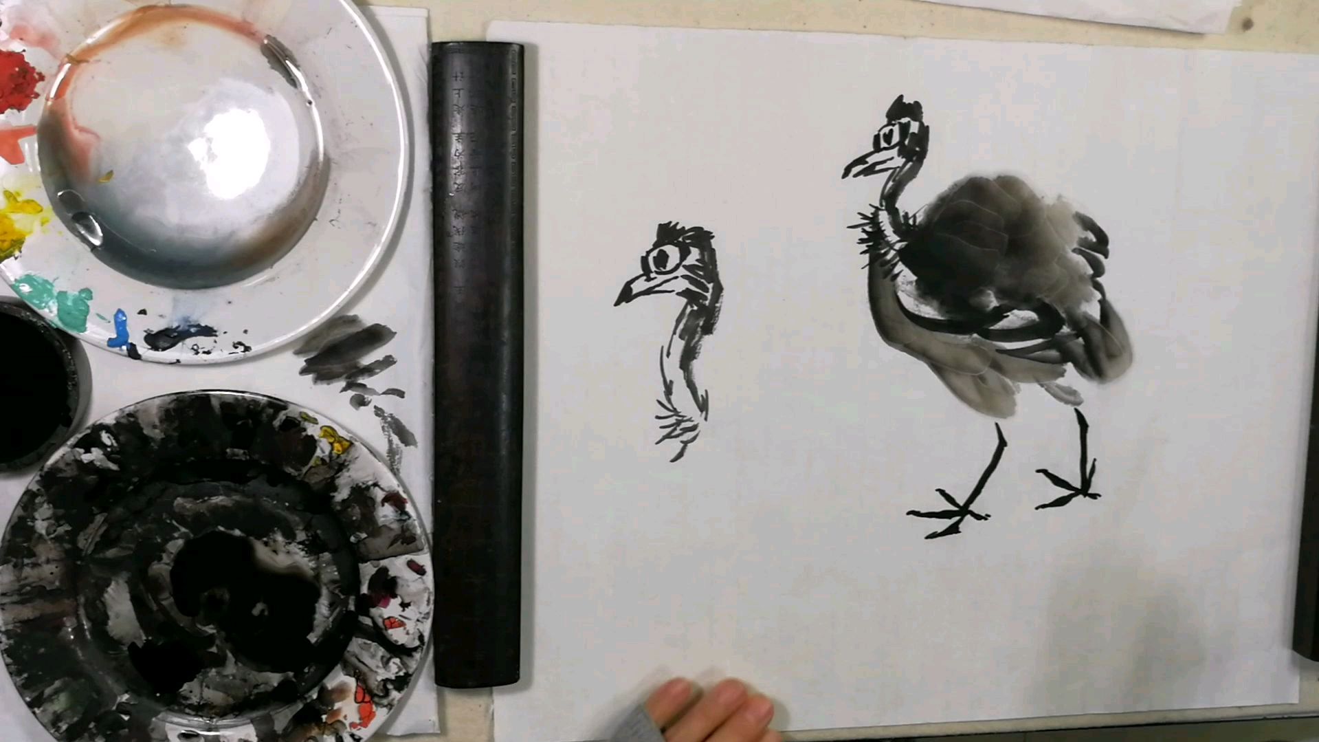 珍珠鸡画法,国画提高。珍珠鸡画法