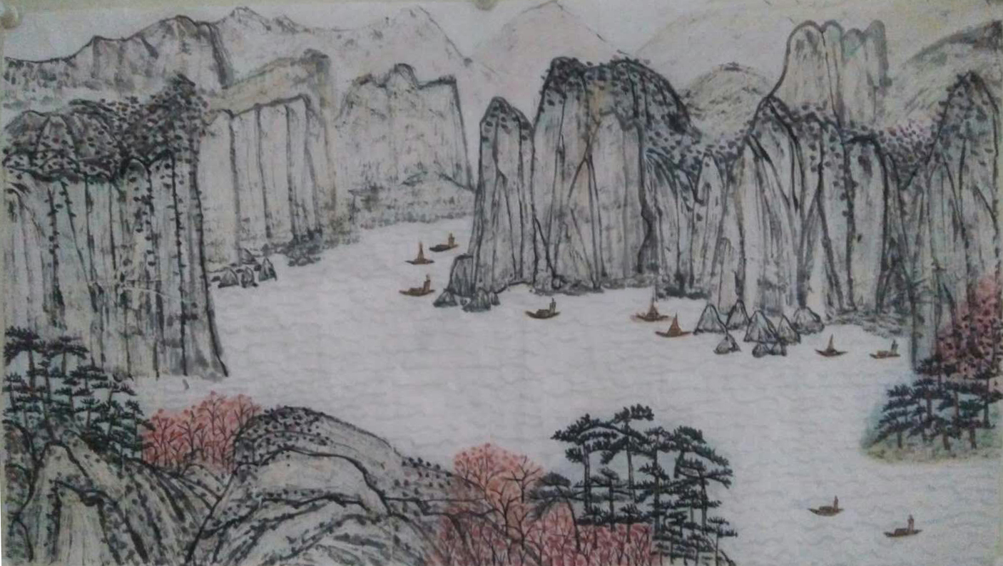 跟谢士鸿画家学习山水画,跟李传广书法家学书法,拜国家一级美术师