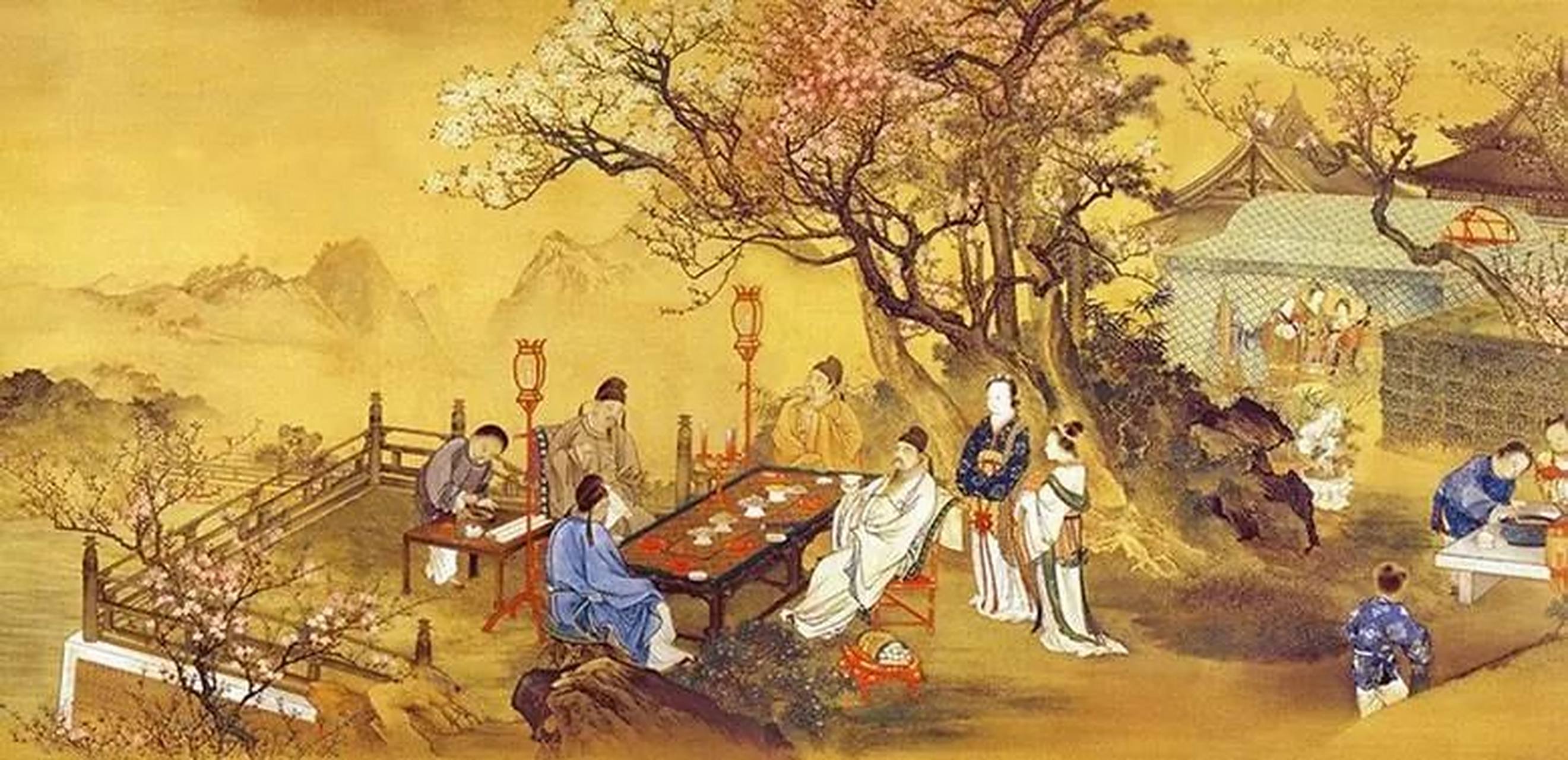 "呦呦鹿鸣,食野之苹.我有嘉宾,鼓瑟吹笙",意思是:一群鹿儿呦呦叫,在那