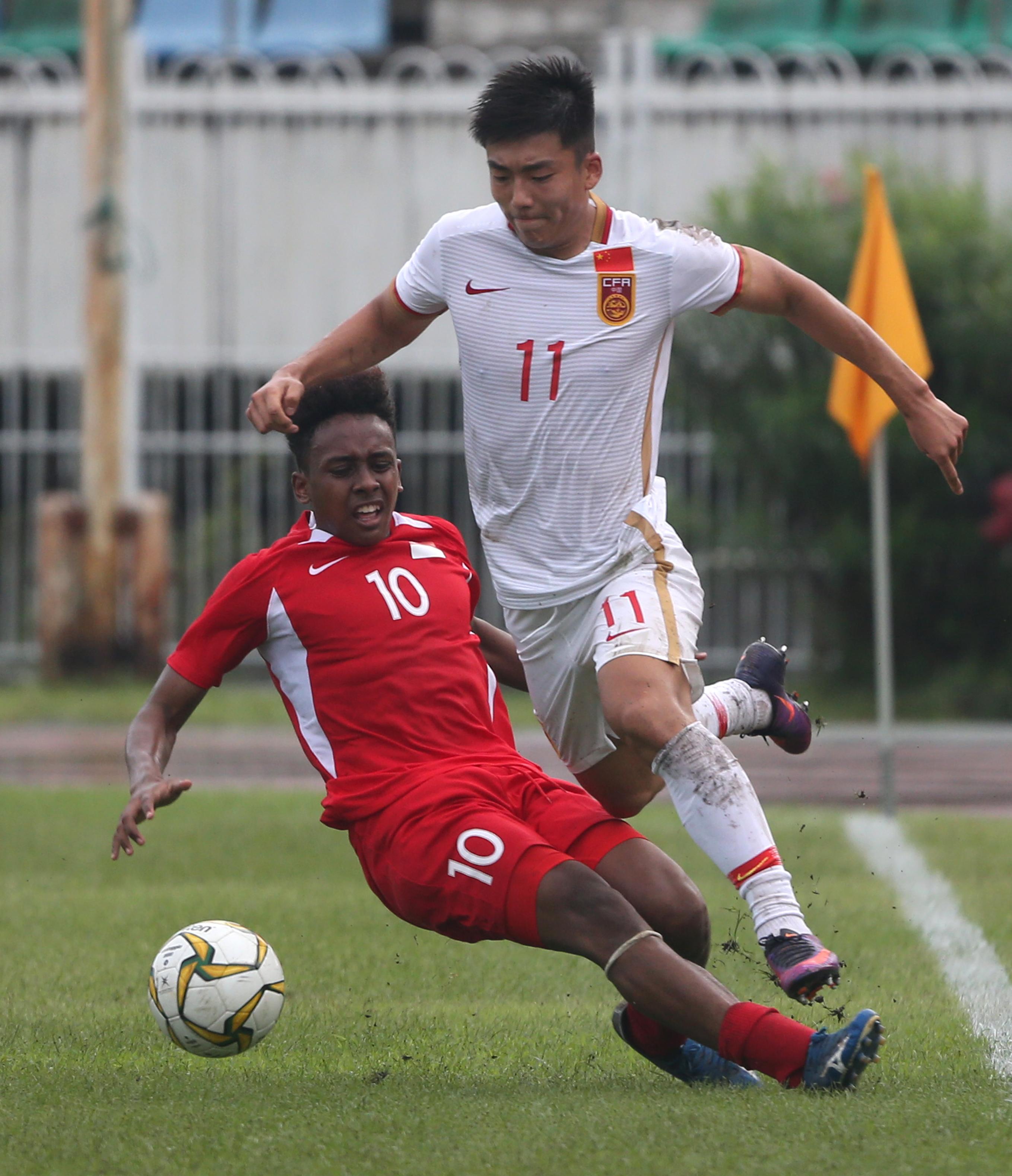 足球——u19亚青赛预选赛:中国胜新加坡