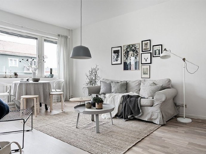 装修效果图:89㎡北欧风格装修,这个白色调的家,优雅又时髦!