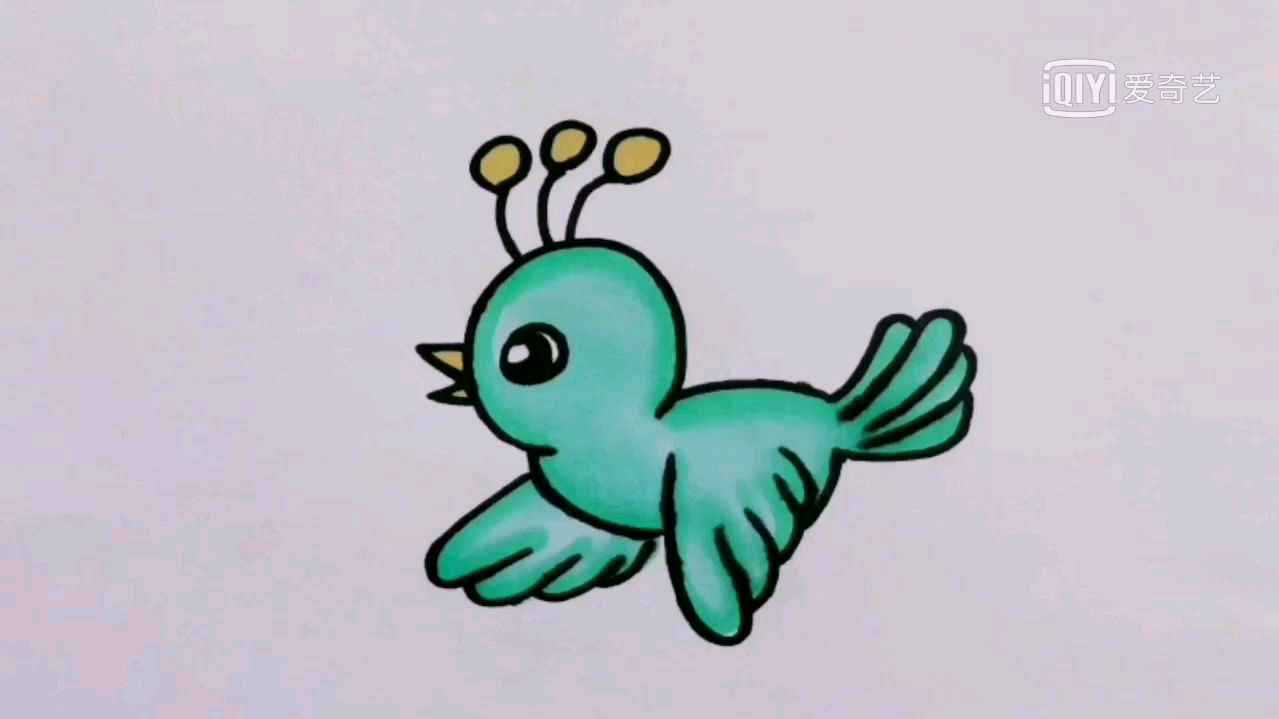 彩色简笔画儿童画 可爱小动物小鸟