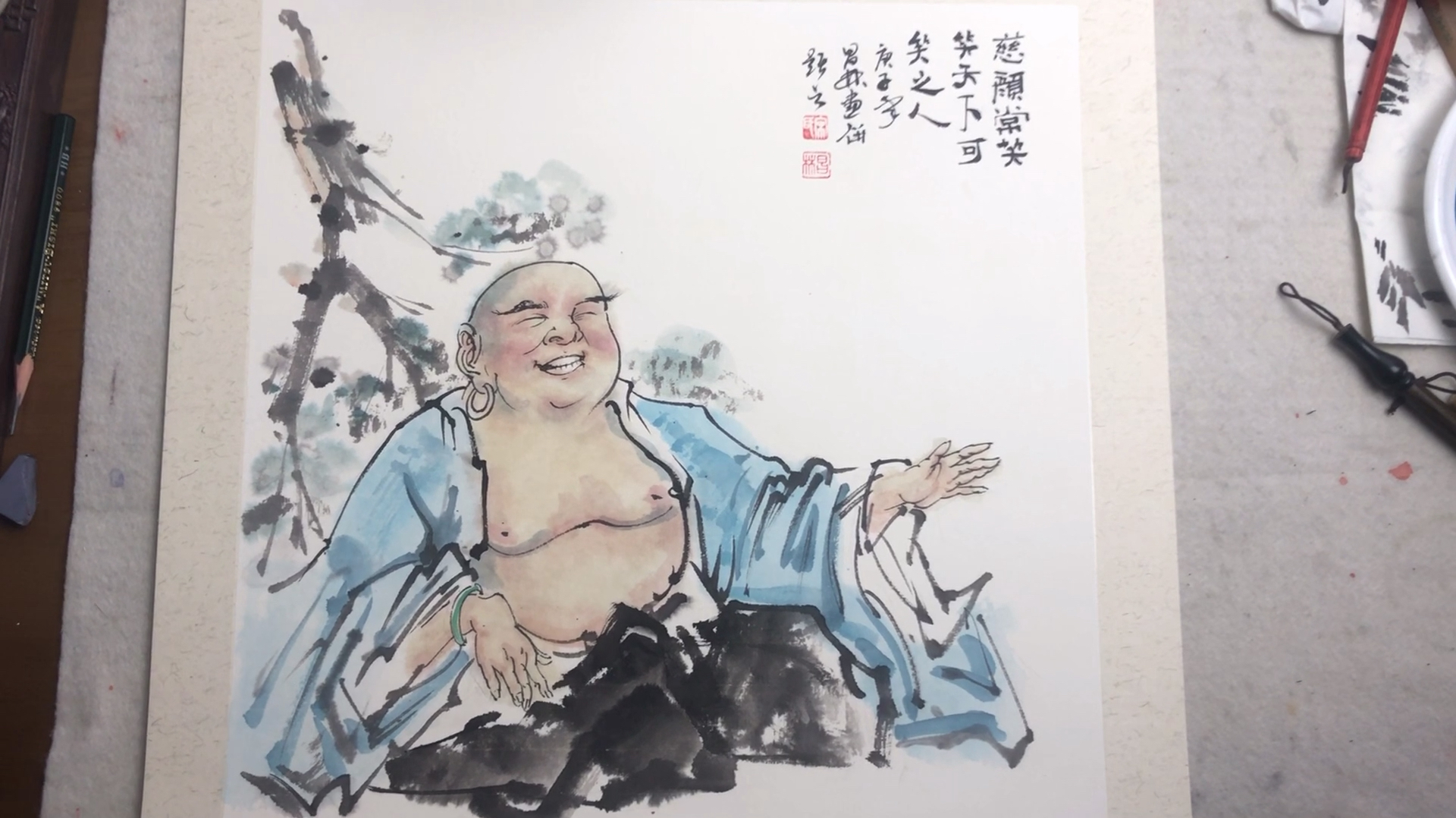 人物小品画规则:要有点线面黑白灰,再配上文字就有意境了