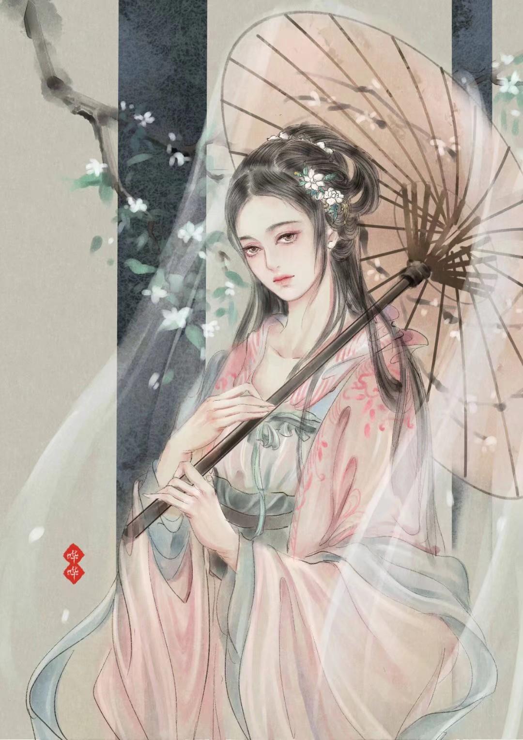 古风手绘二次元绝代美人壁纸:我见众生皆草木,唯你是青山