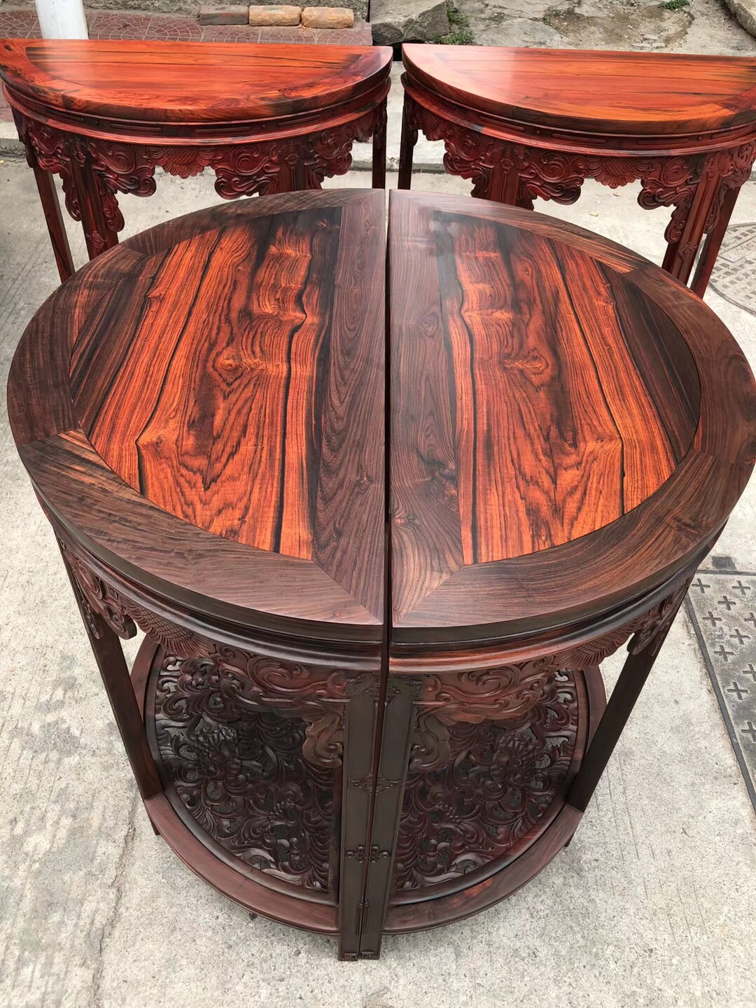 大红酸枝红木家具圆鼓桌