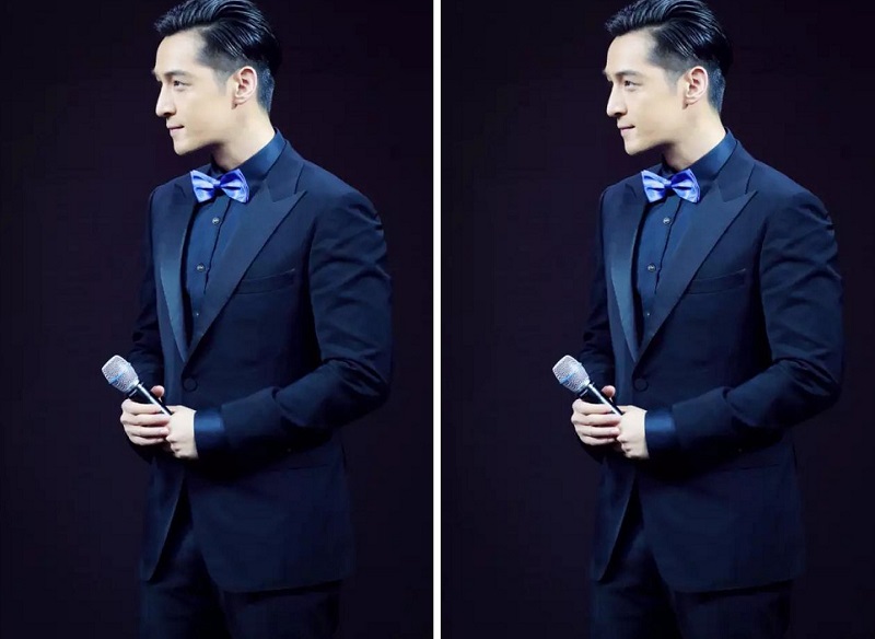 男明星手拿话筒,胡歌潇洒,王凯帅气,杨洋的表情十分认真!