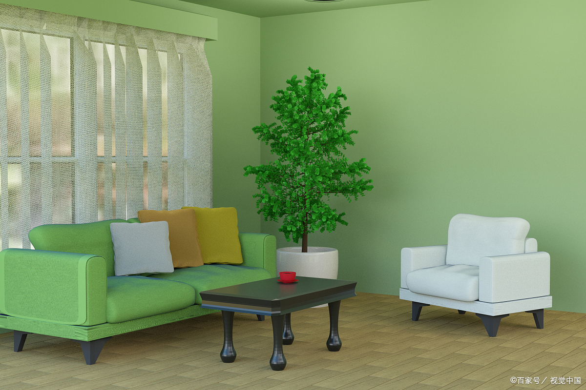 绿色背景墙配什么颜色床