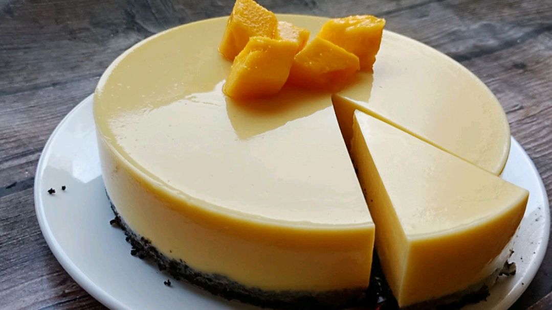 6寸酸奶芒果慕斯,不用烤箱不用打发,口感顺滑Q弹,很不错的甜品