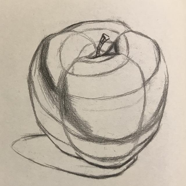 基础素描:水果静物——苹果的明暗画法和结构的详解
