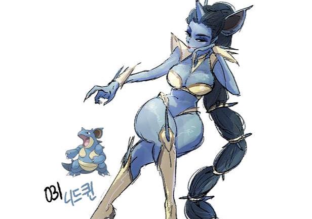 画师将宝可梦拟人化后,阿伯怪变身邪恶巫女,尼多后犹如童话公主