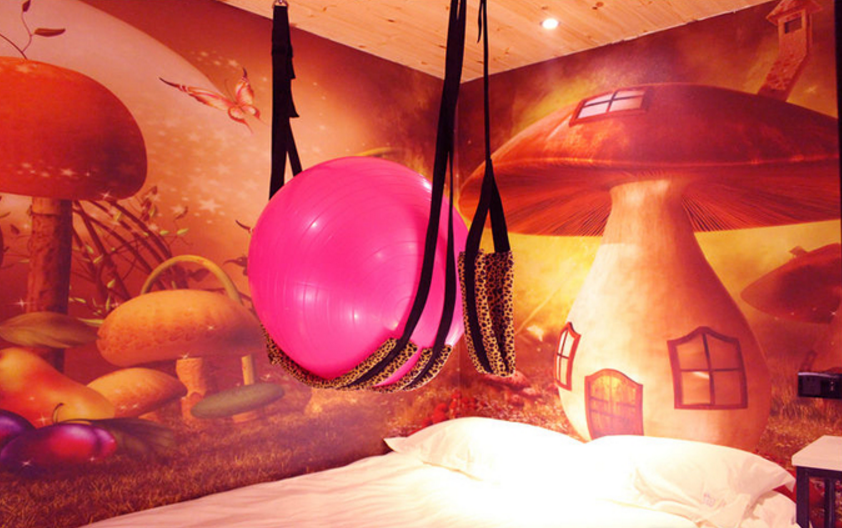 主题酒店放瑜伽球姿势图片