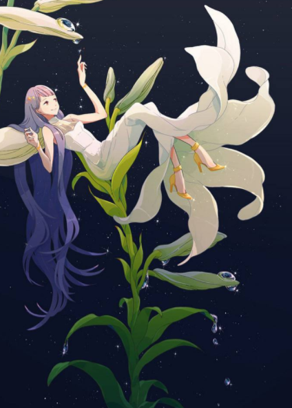 二次元动漫壁纸:在花朵的衬托下,简直是美翻了