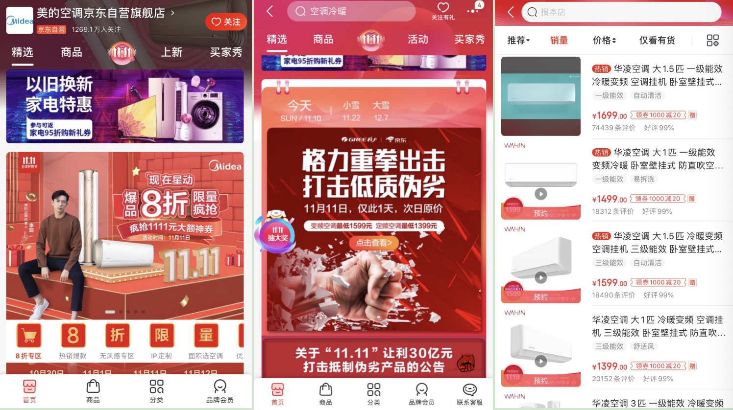 今年双11空调双雄格力美的5折让利,最大赢家是京东天猫电商平台-家电圈官网