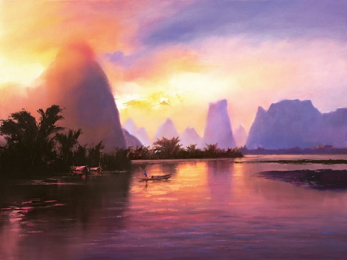 插画:自学成才的艺术家ken hong leung的彩虹风景画,景色美极了