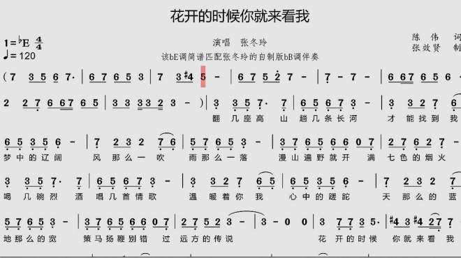 [图]歌曲《花开的时候你就来看我》的萨克斯音色简谱