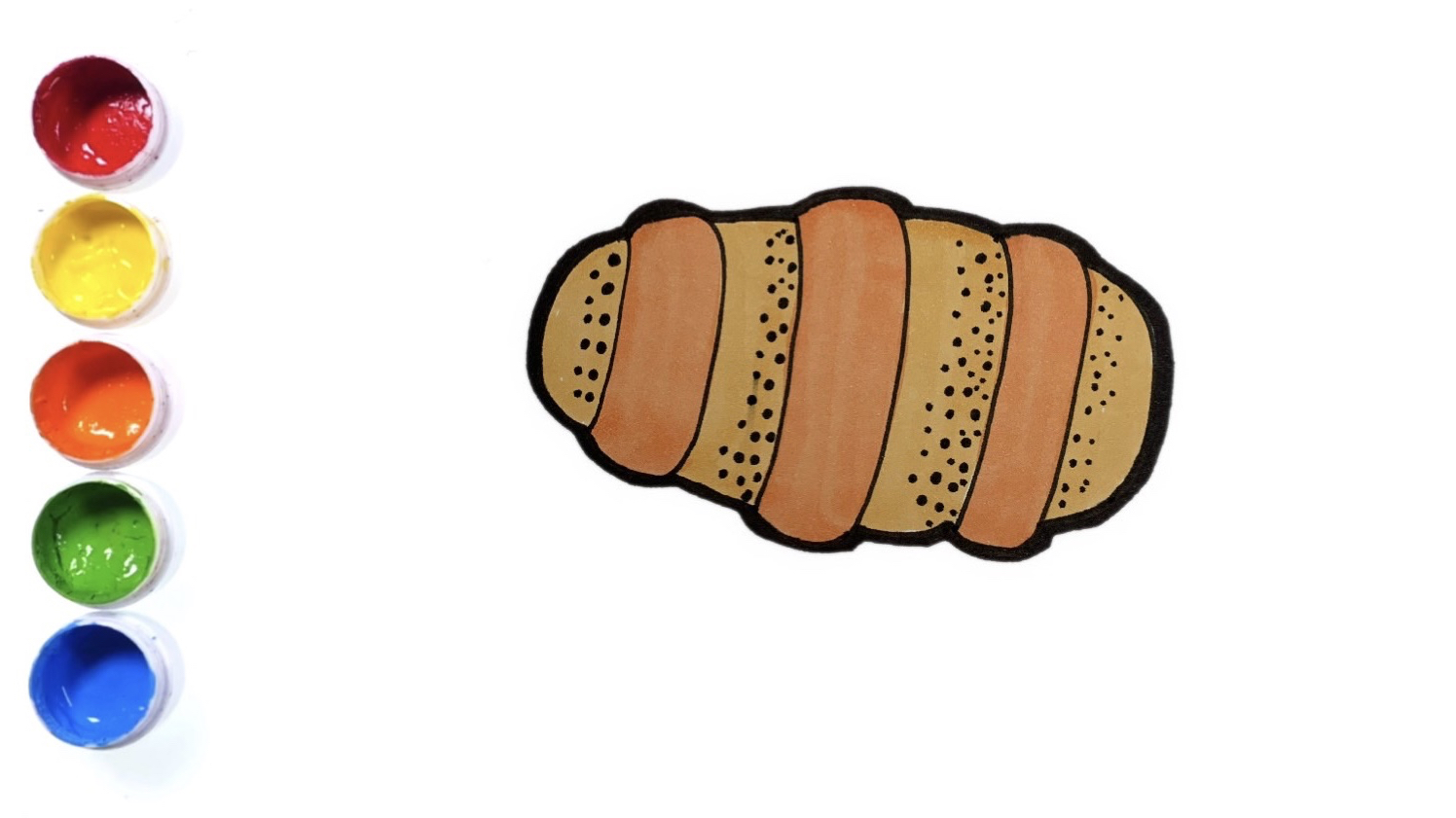 彩虹简笔画:我们一起来画一个面包,好看又好吃!