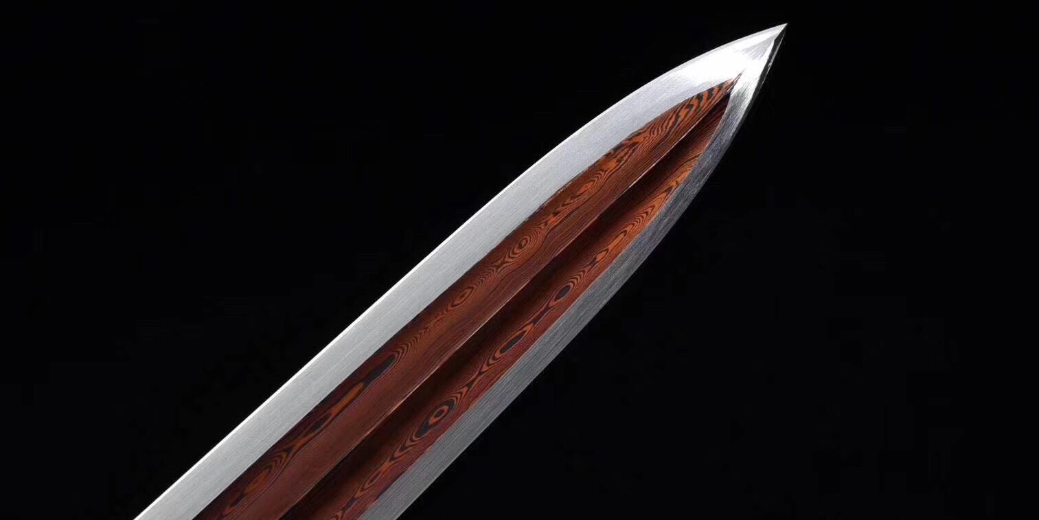 花纹钢双雪槽烤紫红剑身,刑天汉剑