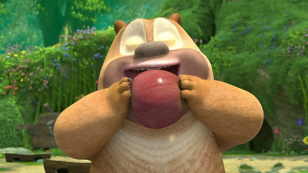 熊出没熊二吃的苹果竟是真苹果!看来变形记的制作水准再一次提高