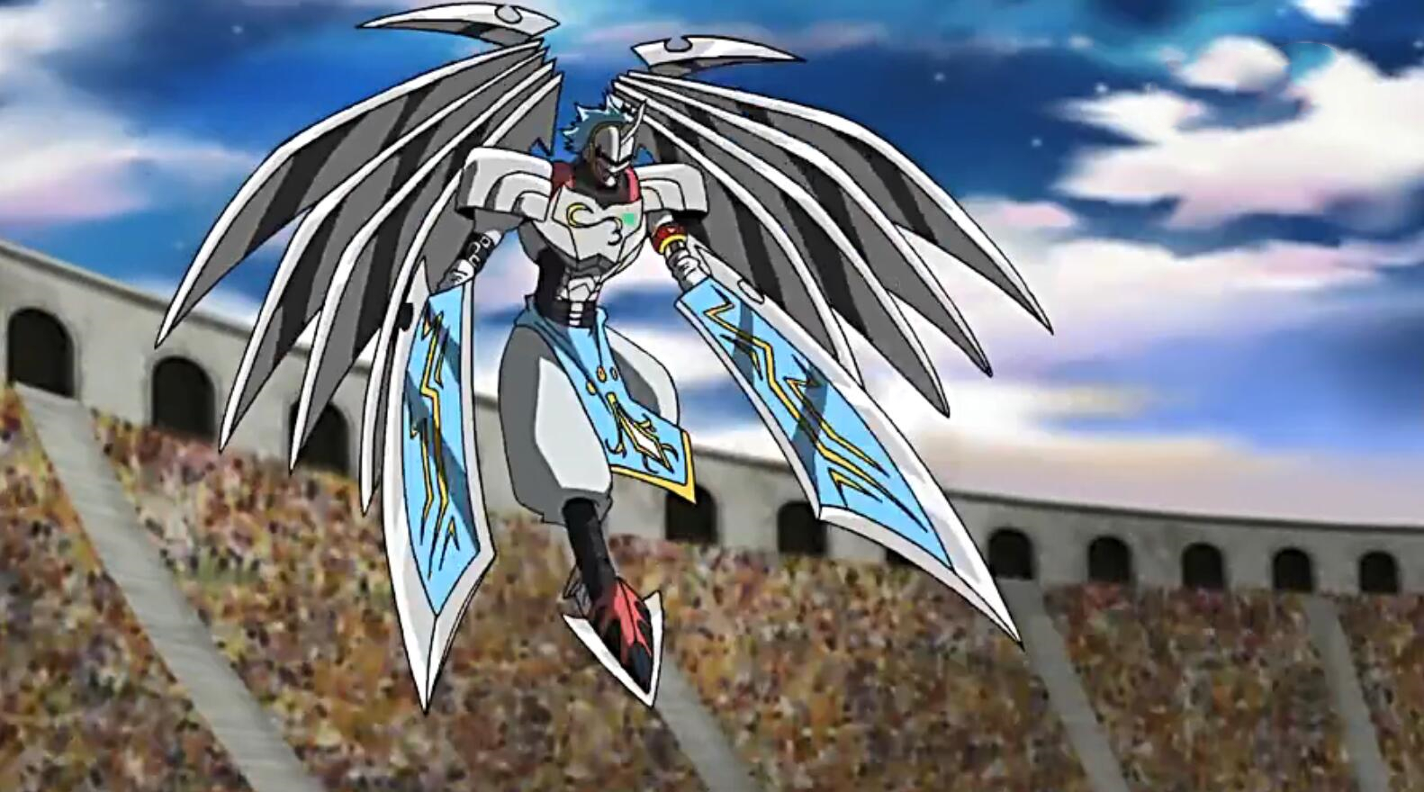 身上的刀刃都十分锋利,翅膀也是刀刃,是金属制的翅膀. 键天使兽