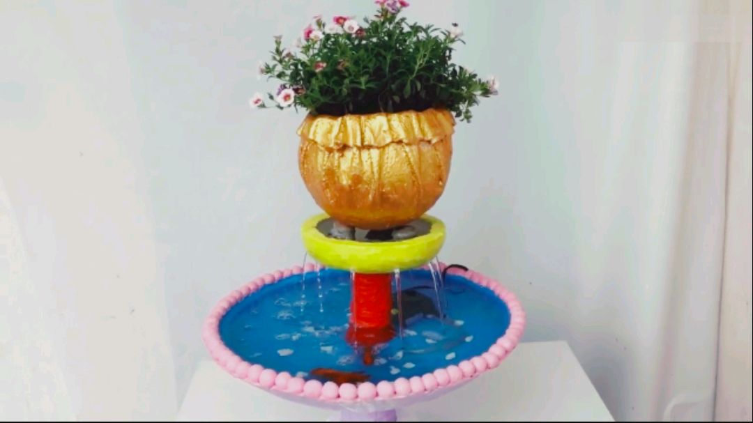 《变废为宝》用旧水管,风扇罩,旧布块DIY制作创意池鱼花香花架