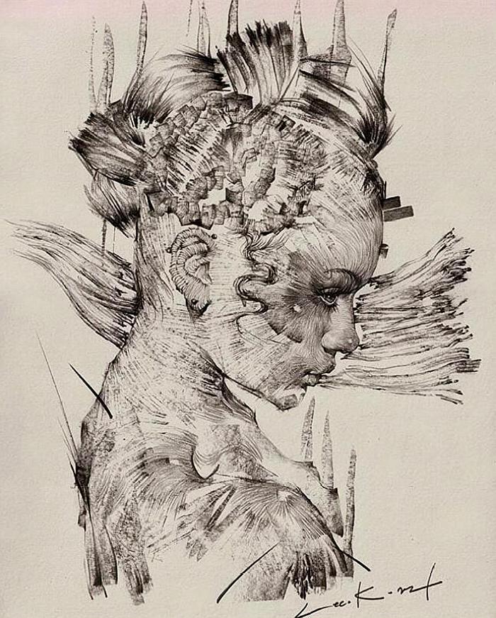 充满力量感的人像铅笔画素描艺术 素描还可以画真漂亮