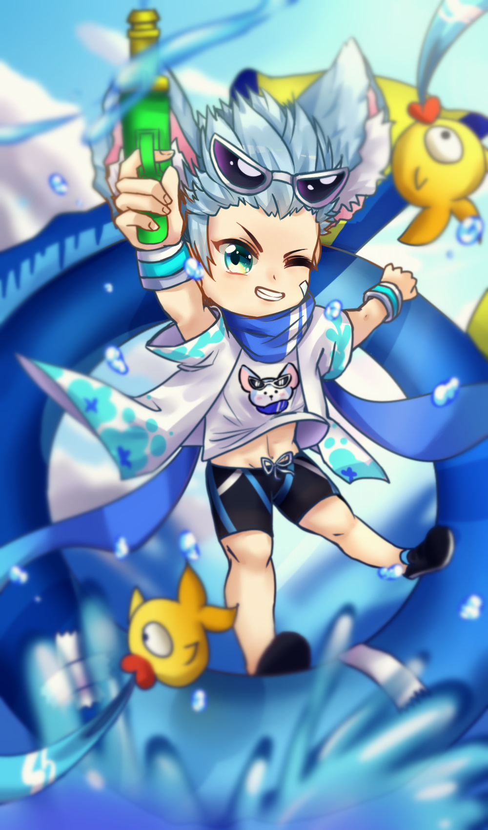 逐浪之夏 李元芳 有小黄鸭的游泳圈 在海边玩起了水枪  可爱如你 皮一