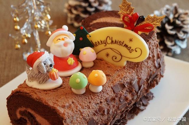 洋果子店圣诞树干蛋糕图片