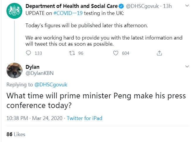 推荐■在线催更？英国上上下下很多人都盯一个中国留学生的推特……