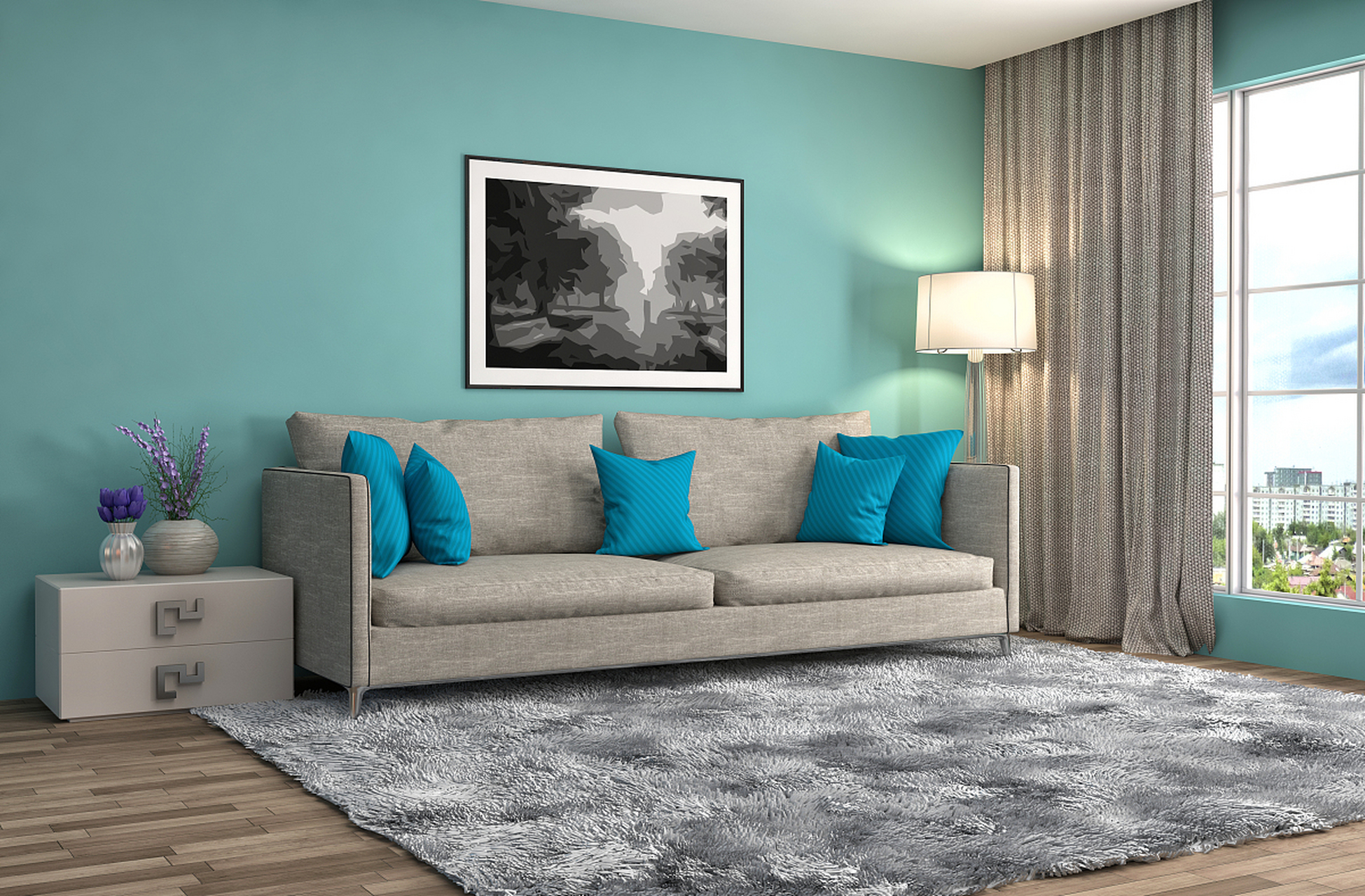 一个以冷色调为主的卧室可能会让人感受到一种冷静和清新的气息.