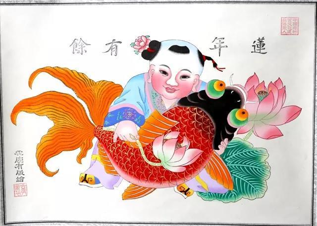 杨柳青年画《连年有余》