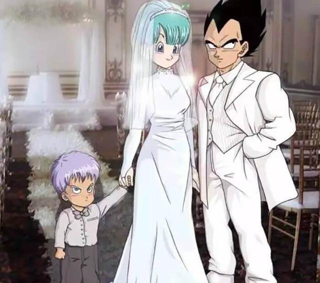 龙珠:主角的结婚照大盘点,原来贝吉塔和布尔玛身高一样!