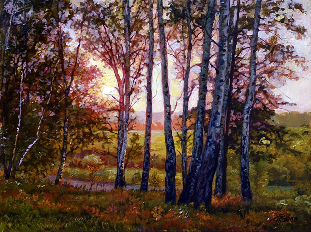 寂静的山林,遍野的鲜花-艺术家edward porfirievich panov作品