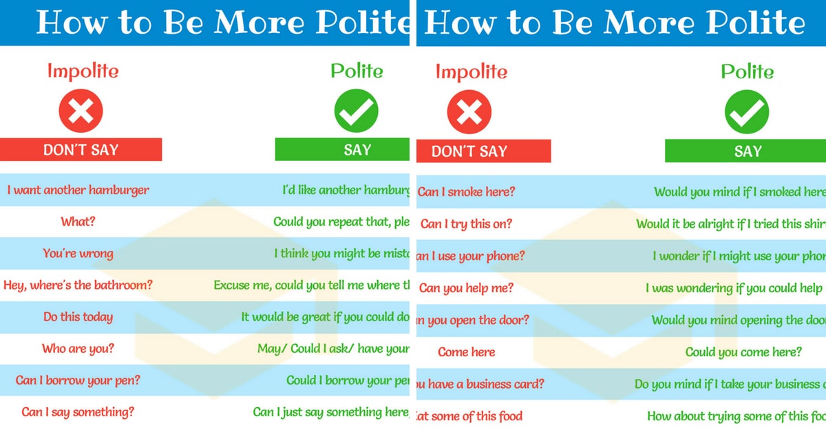 how to be polite: useful phrases for speaking polite english