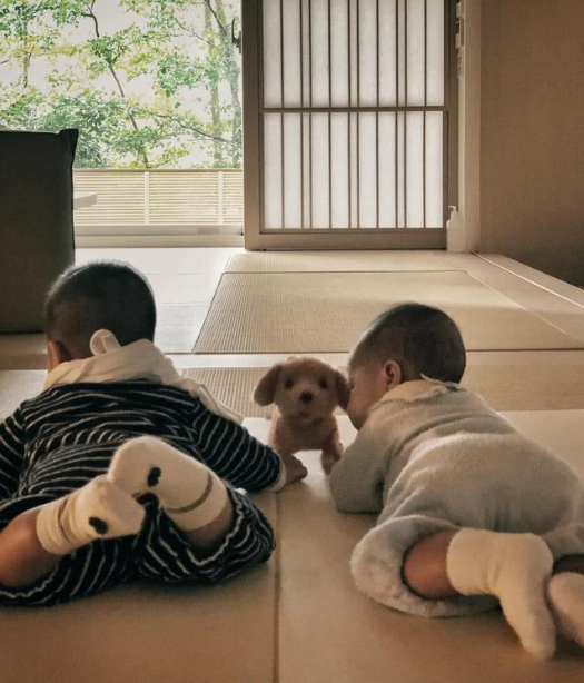 五月天玛莎老婆晒龙凤胎可爱背影照,曝光豪宅内景令人羡慕