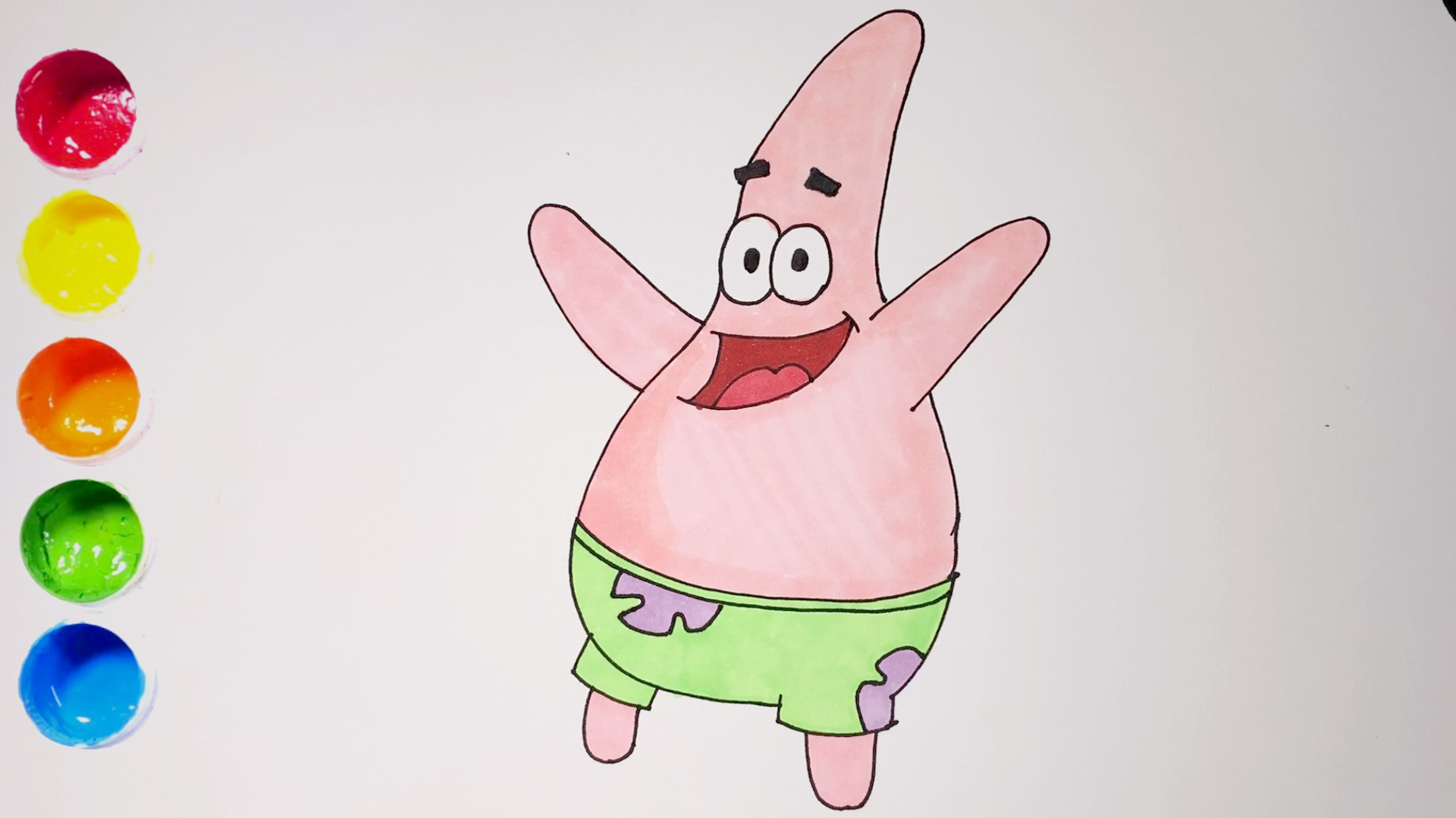 彩虹简笔画:一分钟学画简笔画派大星!