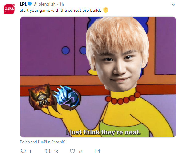 lpl官推放出doinb的表情包:用正确的方式开始你的游戏