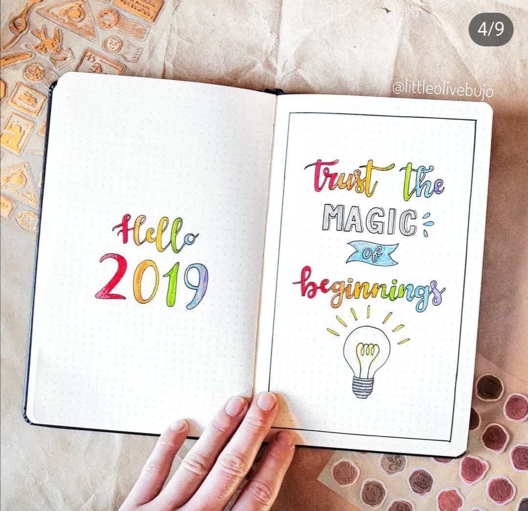 一组花卉风格的手帐扉页设计分享,别再说你不会画画咯