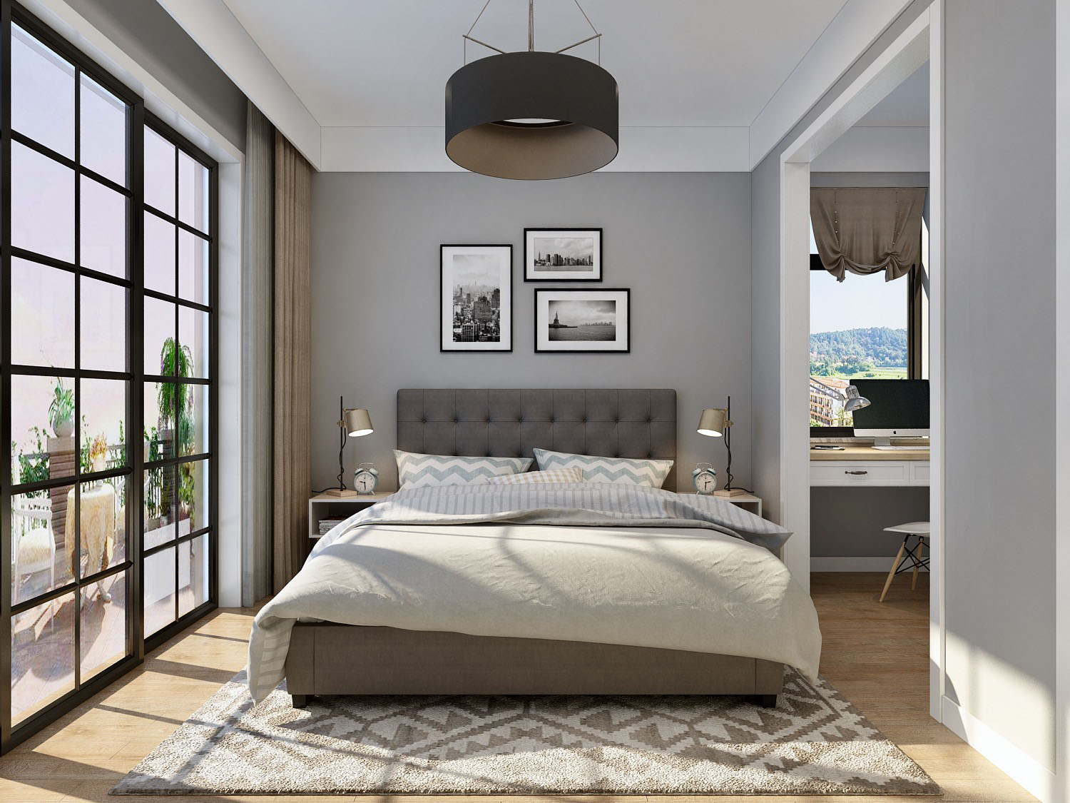 180平三室两厅现代北欧风格装修,喜欢主卧室的套房设计!