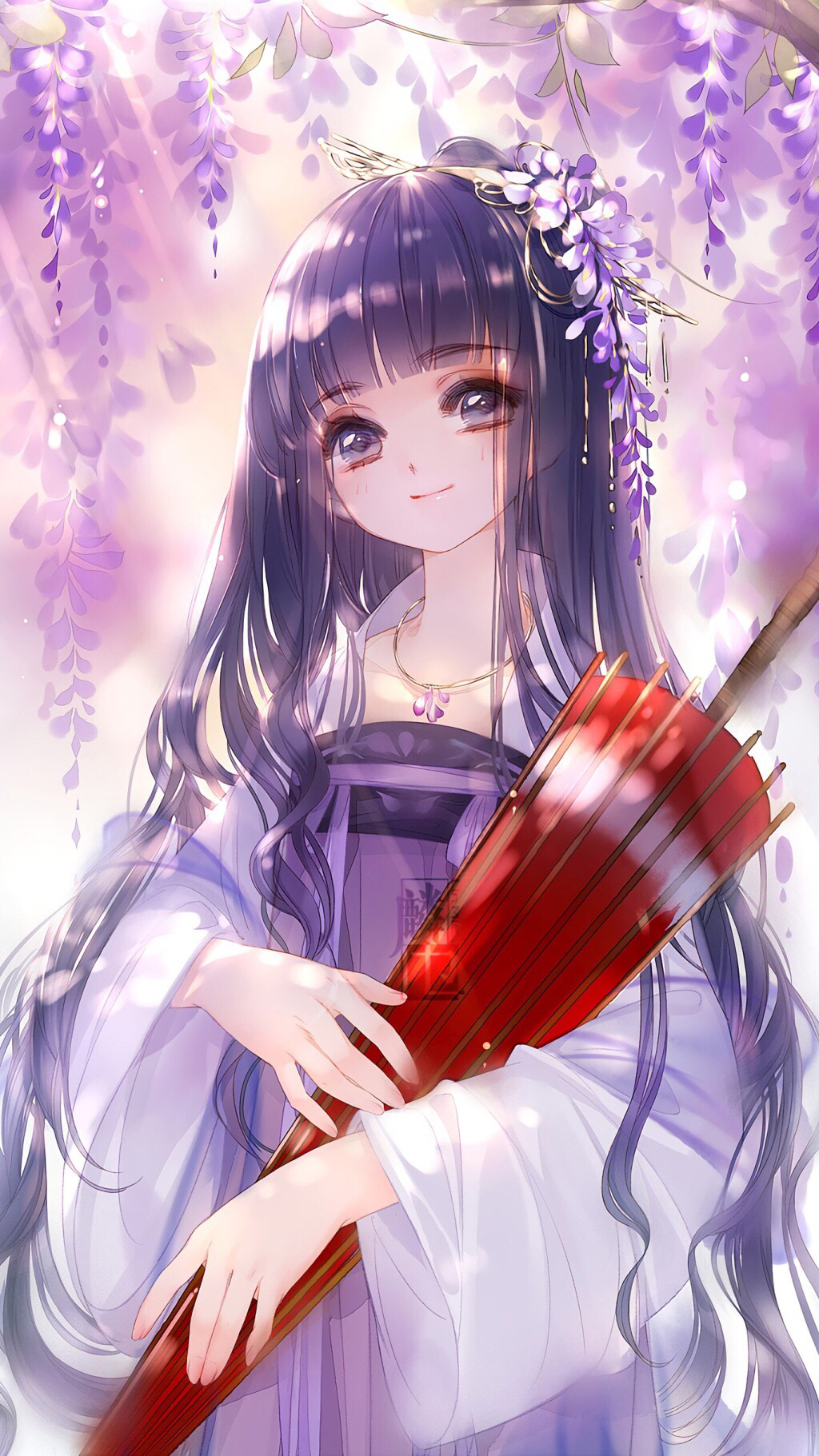 紫藤花开/超好看的紫色系动漫少女/柔美紫色动漫女孩