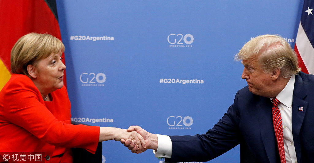 g20峰会:特朗普与默克尔会面全程尬聊
