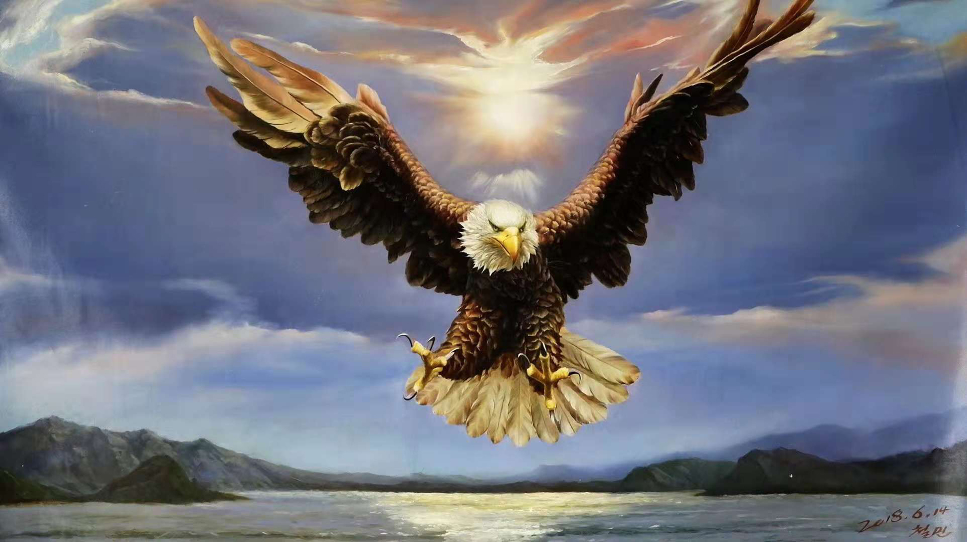 油画的鹰,大鹏展翅恨天低