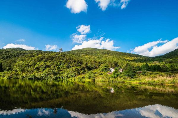 位於龍泉山海拔1500米的高處的綠野山莊,群山環抱,簡約自然