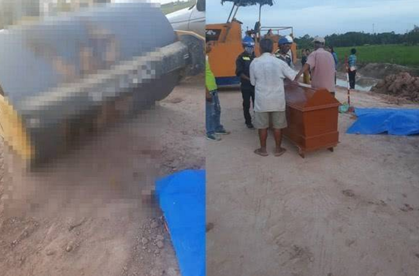 惊悚!躲压路机前乘凉,女工友下一秒遭"压扁"惨死,鲜血喷满地