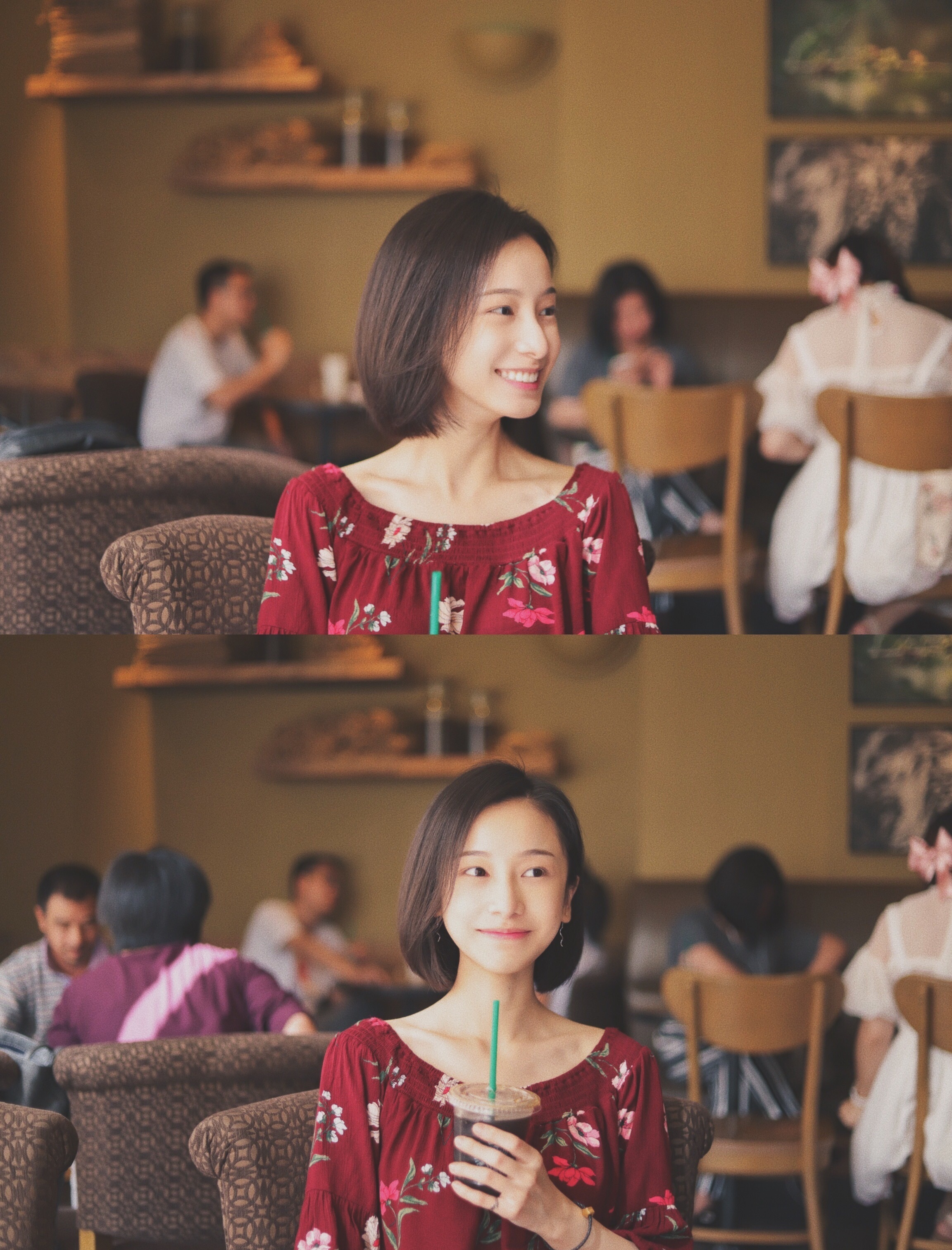 姜梓新将头发剪短了一些,一头齐脖短发干净又清新,看了也想剪