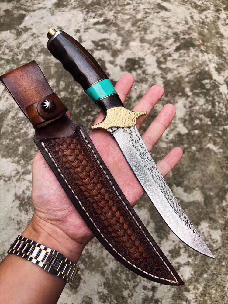 手工锻打vg10大马士革钢总长:30cm,刃长:17cm,刃厚:4cm,刃宽:0.