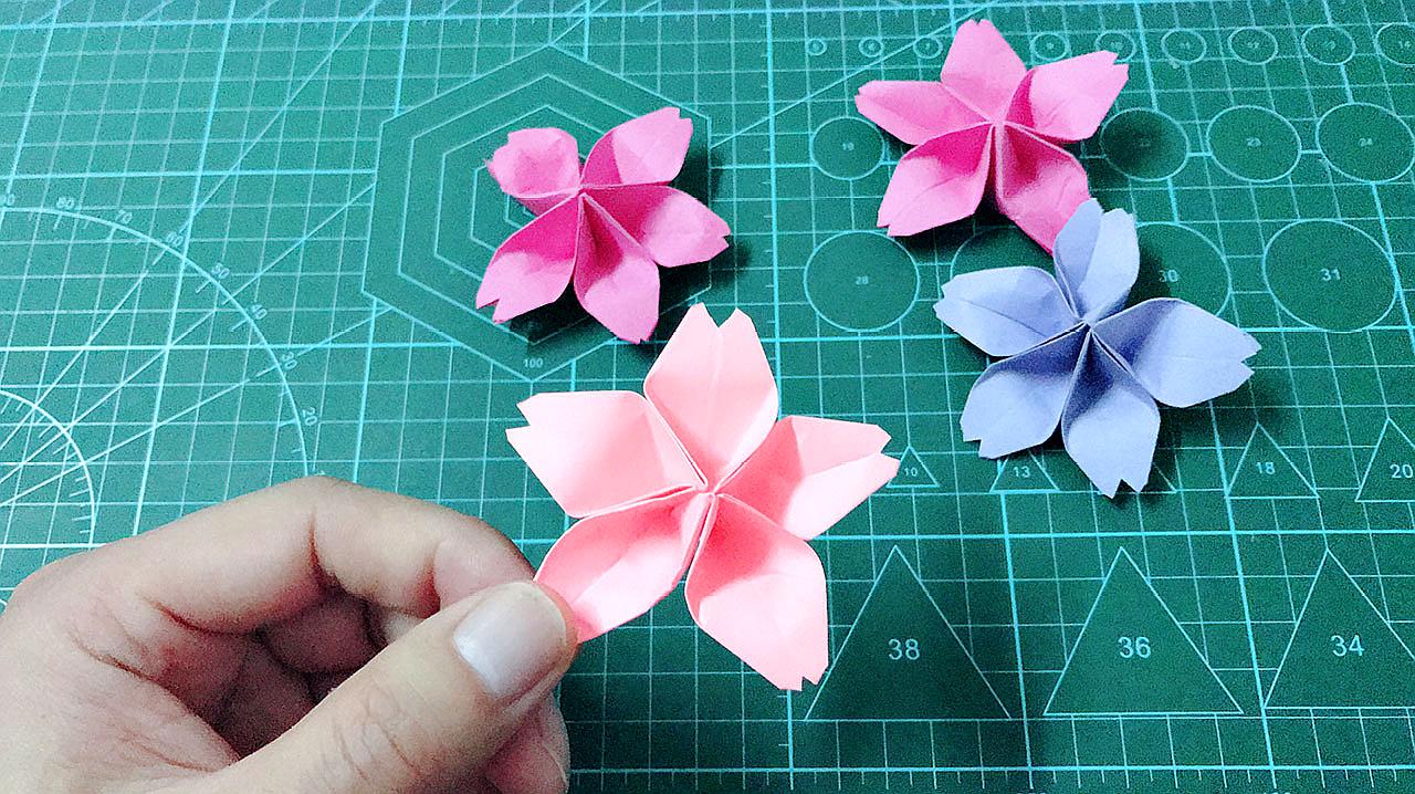 简单浪漫樱花折纸一张纸就能做出来太简单了